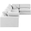  Manufacturer Color_White -- Comfy 158" White Linen Textured Fabric Upholstered 5 pc Modular Sectional IMAGE 9