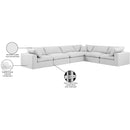  Manufacturer Color_White -- Comfy 158" White Linen Textured Fabric Upholstered 6 pc Modular Sectional IMAGE 11
