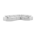  Manufacturer Color_White -- Comfy 158" White Linen Textured Fabric Upholstered 6 pc Modular Sectional IMAGE 1