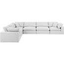  Manufacturer Color_White -- Comfy 158" White Linen Textured Fabric Upholstered 6 pc Modular Sectional IMAGE 4