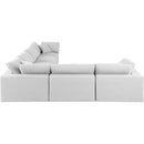  Manufacturer Color_White -- Comfy 158" White Linen Textured Fabric Upholstered 6 pc Modular Sectional IMAGE 5