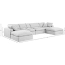  Manufacturer Color_White -- Comfy 158" White Linen Textured Fabric Upholstered 6 pc Modular Sectional IMAGE 10