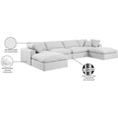  Manufacturer Color_White -- Comfy 158" White Linen Textured Fabric Upholstered 6 pc Modular Sectional IMAGE 11
