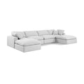  Manufacturer Color_White -- Comfy 158" White Linen Textured Fabric Upholstered 6 pc Modular Sectional IMAGE 1