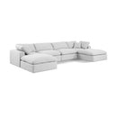 Meridian Comfy White Linen Textured Fabric Modular Sectional IMAGE 1