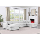  Manufacturer Color_White -- Comfy 158" White Linen Textured Fabric Upholstered 6 pc Modular Sectional IMAGE 2