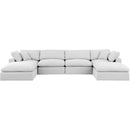  Manufacturer Color_White -- Comfy 158" White Linen Textured Fabric Upholstered 6 pc Modular Sectional IMAGE 4