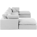  Manufacturer Color_White -- Comfy 158" White Linen Textured Fabric Upholstered 6 pc Modular Sectional IMAGE 5