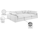  Manufacturer Color_White -- Comfy 119" White Linen Textured Fabric Upholstered 6 pc Modular Sectional IMAGE 11