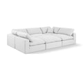  Manufacturer Color_White -- Comfy 119" White Linen Textured Fabric Upholstered 6 pc Modular Sectional IMAGE 1