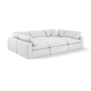  Manufacturer Color_White -- Comfy 119" White Linen Textured Fabric Upholstered 6 pc Modular Sectional IMAGE 1