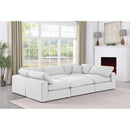  Manufacturer Color_White -- Comfy 119" White Linen Textured Fabric Upholstered 6 pc Modular Sectional IMAGE 2