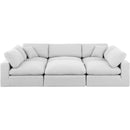  Manufacturer Color_White -- Comfy 119" White Linen Textured Fabric Upholstered 6 pc Modular Sectional IMAGE 4