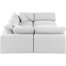  Manufacturer Color_White -- Comfy 119" White Linen Textured Fabric Upholstered 6 pc Modular Sectional IMAGE 5