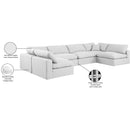  Manufacturer Color_White -- Comfy 158" White Linen Textured Fabric Upholstered 6 pc Modular Sectional IMAGE 11