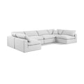  Manufacturer Color_White -- Comfy 158" White Linen Textured Fabric Upholstered 6 pc Modular Sectional IMAGE 1