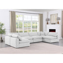  Manufacturer Color_White -- Comfy 158" White Linen Textured Fabric Upholstered 6 pc Modular Sectional IMAGE 2