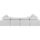  Manufacturer Color_White -- Comfy 158" White Linen Textured Fabric Upholstered 6 pc Modular Sectional IMAGE 3