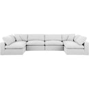  Manufacturer Color_White -- Comfy 158" White Linen Textured Fabric Upholstered 6 pc Modular Sectional IMAGE 4