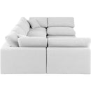  Manufacturer Color_White -- Comfy 158" White Linen Textured Fabric Upholstered 6 pc Modular Sectional IMAGE 5