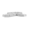 Manufacturer Color_White -- Comfy 157" White Linen Textured Fabric Upholstered 6 pc Modular Sectional IMAGE 1
