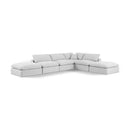  Manufacturer Color_White -- Comfy 157" White Linen Textured Fabric Upholstered 6 pc Modular Sectional IMAGE 1