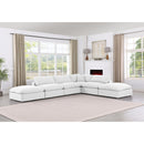  Manufacturer Color_White -- Comfy 157" White Linen Textured Fabric Upholstered 6 pc Modular Sectional IMAGE 2