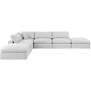  Manufacturer Color_White -- Comfy 157" White Linen Textured Fabric Upholstered 6 pc Modular Sectional IMAGE 4