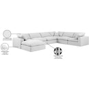  Manufacturer Color_White -- Comfy 158" White Linen Textured Fabric Upholstered 7 pc Modular Sectional IMAGE 11