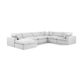  Manufacturer Color_White -- Comfy 158" White Linen Textured Fabric Upholstered 7 pc Modular Sectional IMAGE 1