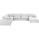  Manufacturer Color_White -- Comfy 158" White Linen Textured Fabric Upholstered 7 pc Modular Sectional IMAGE 4