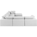  Manufacturer Color_White -- Comfy 158" White Linen Textured Fabric Upholstered 7 pc Modular Sectional IMAGE 5