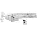  Manufacturer Color_White -- Comfy 197" White Linen Textured Fabric Upholstered 7 pc Modular Sectional IMAGE 11
