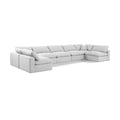  Manufacturer Color_White -- Comfy 197" White Linen Textured Fabric Upholstered 7 pc Modular Sectional IMAGE 1