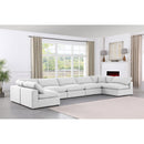  Manufacturer Color_White -- Comfy 197" White Linen Textured Fabric Upholstered 7 pc Modular Sectional IMAGE 2