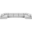  Manufacturer Color_White -- Comfy 197" White Linen Textured Fabric Upholstered 7 pc Modular Sectional IMAGE 4