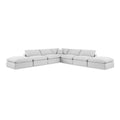  Manufacturer Color_White -- Comfy 157" White Linen Textured Fabric Upholstered 7 pc Modular Sectional IMAGE 1