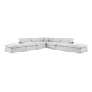  Manufacturer Color_White -- Comfy 157" White Linen Textured Fabric Upholstered 7 pc Modular Sectional IMAGE 1