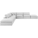  Manufacturer Color_White -- Comfy 157" White Linen Textured Fabric Upholstered 7 pc Modular Sectional IMAGE 4