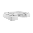  Manufacturer Color_White -- Comfy 158" White Linen Textured Fabric Upholstered 8 pc Modular Sectional IMAGE 1