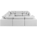  Manufacturer Color_White -- Comfy 158" White Linen Textured Fabric Upholstered 8 pc Modular Sectional IMAGE 5