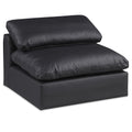 Meridian Comfy Black Vegan Leather Modular Armless Chair IMAGE 1