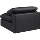 Meridian Comfy Black Vegan Leather Modular Armless Chair IMAGE 5