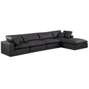  Manufacturer Color_Black -- Meridian Comfy Leather Look 5 pc Sectional IMAGE 1