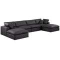  Manufacturer Color_Black -- Meridian Comfy Leather Look 6 pc Sectional IMAGE 1