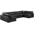  Manufacturer Color_Black -- Meridian Comfy Leather Look 6 pc Sectional IMAGE 1