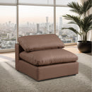  Manufacturer Color_Brown -- Comfy Brown Vegan Leather Upholstered Modular Armless Chair IMAGE 2