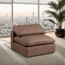 Meridian Comfy Brown Vegan Leather Modular Armless Chair IMAGE 2
