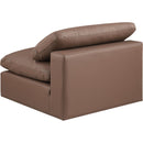 Meridian Comfy Brown Vegan Leather Modular Armless Chair IMAGE 5