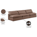  Manufacturer Color_Brown -- Comfy 117" Brown Vegan Leather Upholstered 3 pc Armless Modular Sofa IMAGE 10